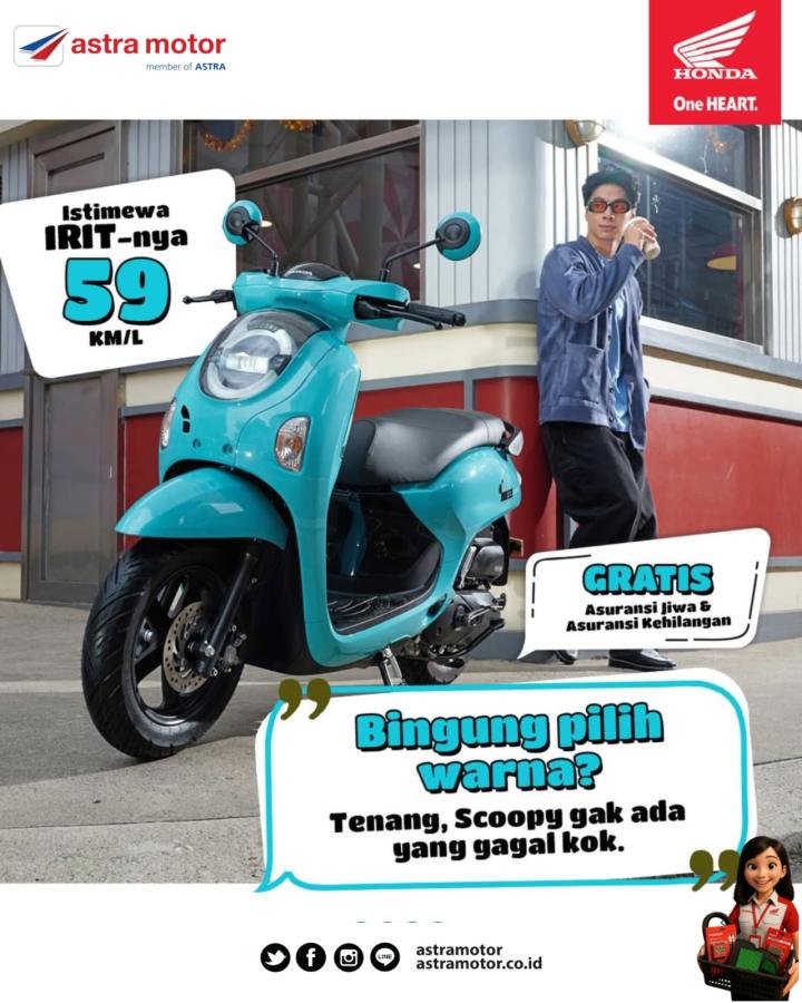 Tampil Stylish Tanpa Ragu, Astra Motor Imam Bonjol Tawarkan Honda Scoopy dengan Benefit Melimpah